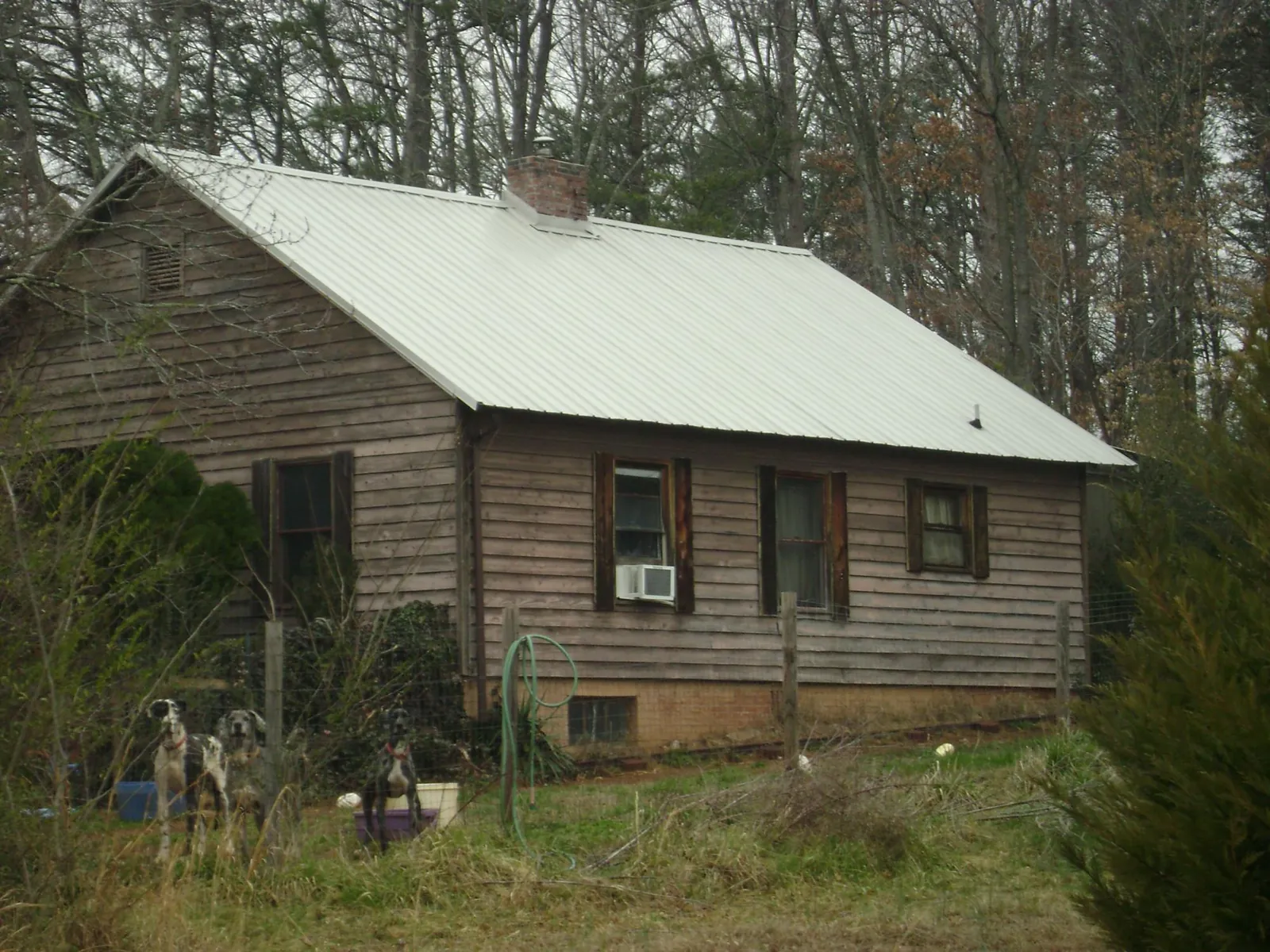 White metal roof on an old wood sided farmhouse, from a Metal Roof Installation job in Coupland